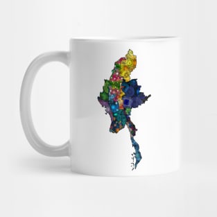 Spirograph Patterned Myanmar Administrative Provinces Map Mug